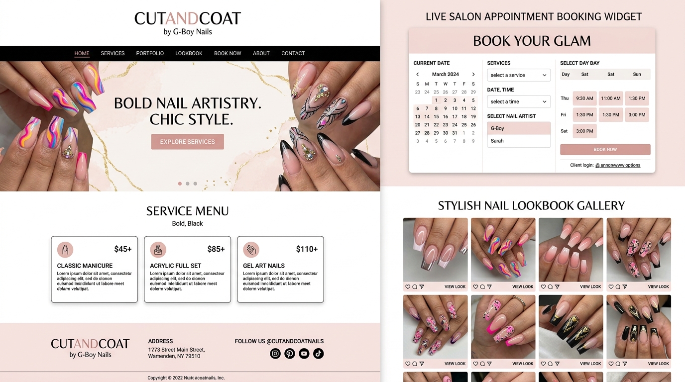 CutAndCoat by G-Boy Nails Studio Website by Omobatech