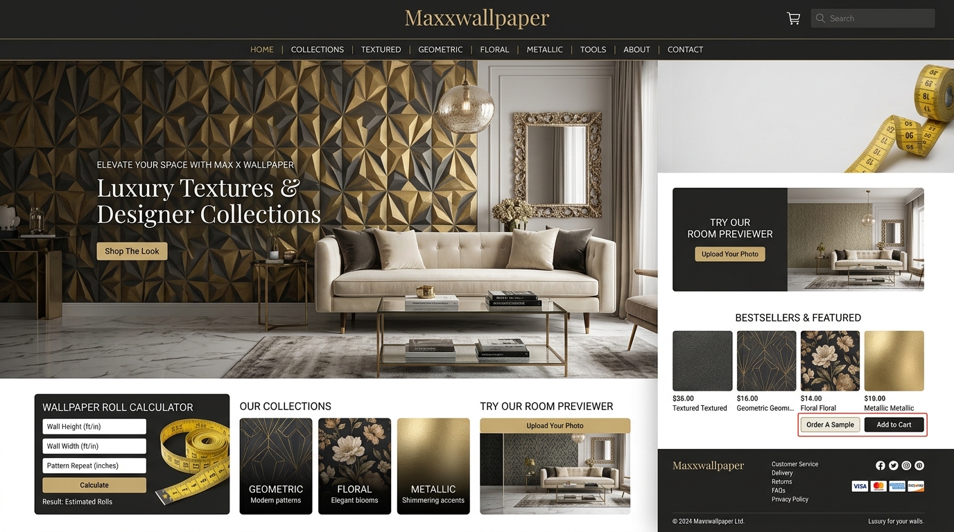 Maxxwallpaper Luxury Wallcoverings Website by Omobatech