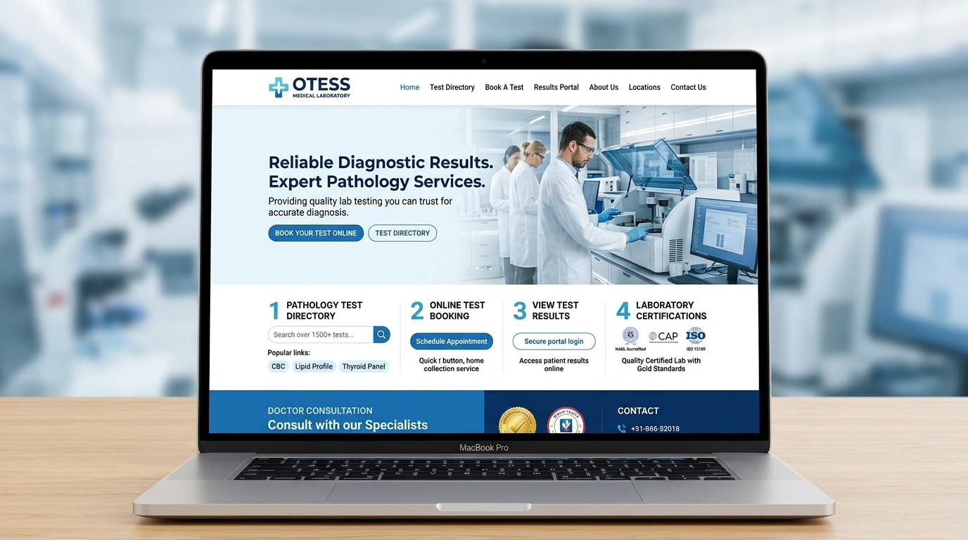 Otess Medical Diagnostic Laboratory Website by Omobatech