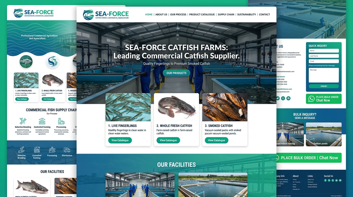 Sea-Force Catfish Aquaculture Website by Omobatech